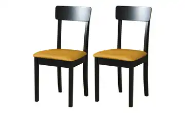 Esszimmerstuhl 2er-Set Schwarz, Gelb