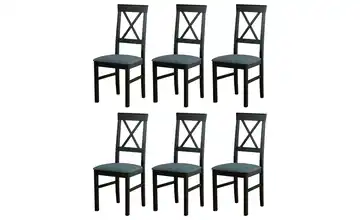 Esszimmerstuhl 6er-Set Schwarz, Mausgrau