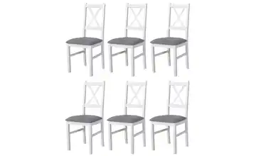 Esszimmerstuhl 6er-Set Weiß, Elefantengrau