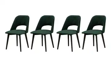 Esszimmerstuhl 4er-Set Schwarz, Dunkelgrün