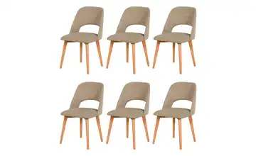 Esszimmerstuhl 6er-Set holzfarben, Taupe