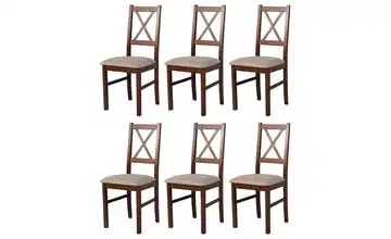 Esszimmerstuhl 6er-Set Nussbaum, Toffeebraun