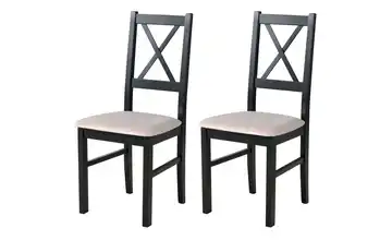 Esszimmerstuhl 2er-Set Schwarz, Dunkelbeige