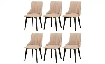 Esszimmerstuhl 6er-Set Schwarz, Beige