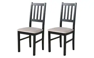 Esszimmerstuhl 2er-Set Schwarz, Dunkelbeige