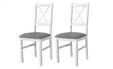 Esszimmerstuhl 2er-Set Weiß, Elefantengrau