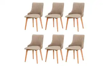 Esszimmerstuhl 6er-Set holzfarben, Beige