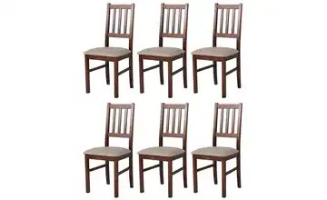 Esszimmerstuhl 6er-Set Nussbaum, Toffeebraun