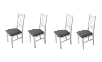 Esszimmerstuhl 4er-Set Weiß, Steingrau