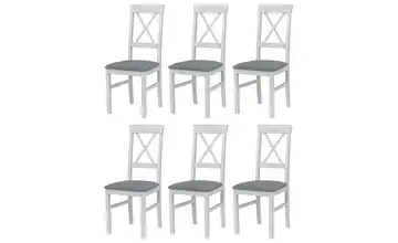 Esszimmerstuhl 6er-Set Weiß, Mausgrau