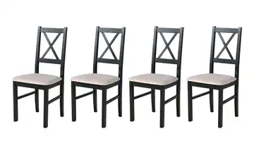 Esszimmerstuhl 4er-Set Schwarz, Dunkelbeige