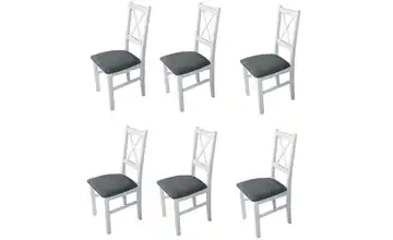 Esszimmerstuhl 6er-Set Weiß, Steingrau