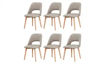 Esszimmerstuhl 6er-Set holzfarben, Nude