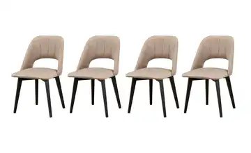 Esszimmerstuhl 4er-Set Schwarz, Nude