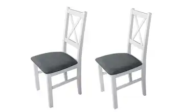 Esszimmerstuhl 2er-Set Weiß, Steingrau