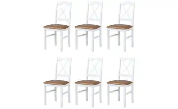 Esszimmerstuhl 6er-Set Weiß, Cappuccino