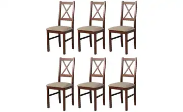 Esszimmerstuhl 6er-Set Nussbaum, Hellbraun