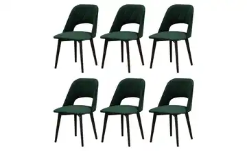Esszimmerstuhl 6er-Set Schwarz, Dunkelgrün