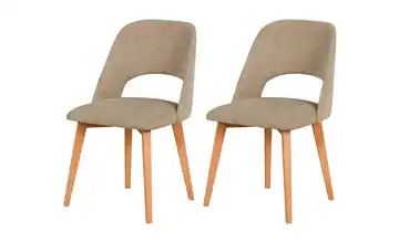 Esszimmerstuhl 2er-Set holzfarben, Taupe