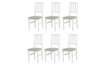 Esszimmerstuhl 6er-Set Weiß, Hellbeige