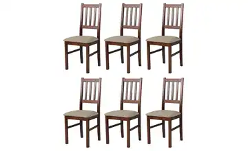 Esszimmerstuhl 6er-Set Nussbaum, Hellbraun