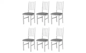 Esszimmerstuhl 6er-Set Weiß, Elefantengrau