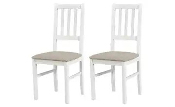 Esszimmerstuhl 2er-Set Weiß, Hellbeige