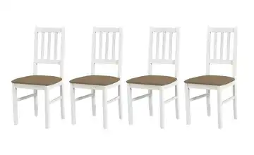 Esszimmerstuhl 4er-Set Weiß, Hellbraun