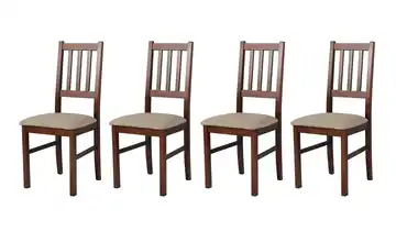 Esszimmerstuhl 4er-Set Nussbaum, Hellbraun