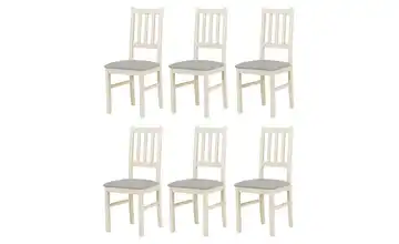 Esszimmerstuhl 6er-Set Creme, Silbergrau