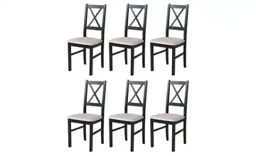 Esszimmerstuhl 6er-Set Schwarz, Dunkelbeige
