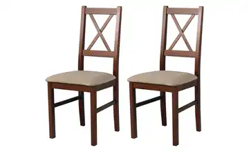 Esszimmerstuhl 2er-Set Nussbaum, Hellbraun