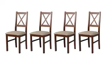 Esszimmerstuhl 4er-Set Nussbaum, Hellbraun