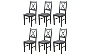 Esszimmerstuhl 6er-Set Schwarz, Graphit