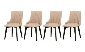 Esszimmerstuhl 4er-Set Schwarz, Beige