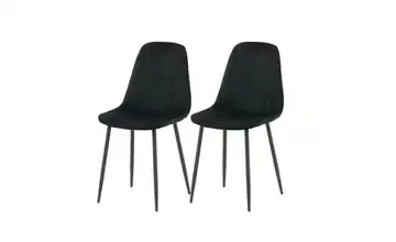 Esszimmerstuhl 2er-Set aus Samt  Polar  Schwarz