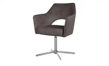 Armlehnstuhl drehbar Albert 1 Cappuccino edelstahlfarben