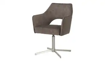 Armlehnstuhl drehbar Albert 1 Cappuccino edelstahlfarben