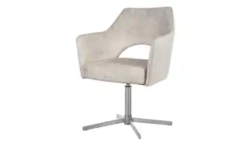 Armlehnstuhl drehbar Albert 1 Creme edelstahlfarben