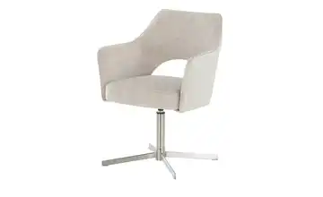 Armlehnstuhl drehbar Albert 1 Creme edelstahlfarben