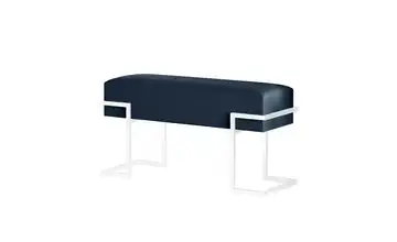 Polsterbank Cely 100 cm Dunkelblau, Weiß Weiß