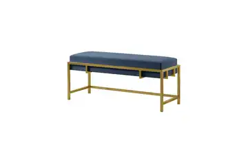 Polsterbank Lamo 80 cm Dunkelblau, Goldfarben Goldfarben