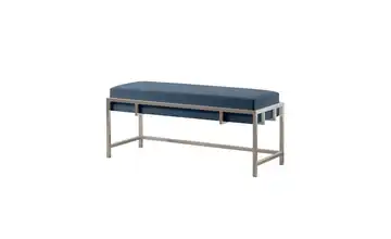 Polsterbank Lamo 80 cm Dunkelblau, verchromt verchromt