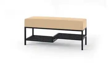 Polsterbank Mello 100 cm Hellbeige, Schwarz Schwarz