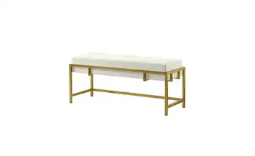 Polsterbank Lamo 80 cm Hellgrau, Goldfarben Goldfarben