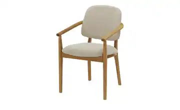 smart Armlehnstuhl aus Wildeiche massiv Stellan Beige
