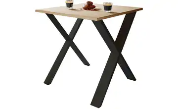 Esstisch Gestell: schwarz 80 cm Eiche Bianco (Nachbildung), Schwarz 50x80