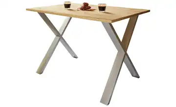 Esstisch Gestell: silberfarben 110 cm Eiche Bianco (Nachbildung), silberfarben 80x110