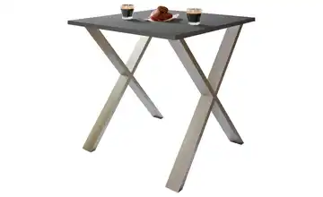 Esstisch Gestell: silberfarben 80 cm Anthrazit, silberfarben 80x80