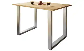 Esstisch Gestell: silberfarben 110 cm Eiche Bianco (Nachbildung), silberfarben 50x110